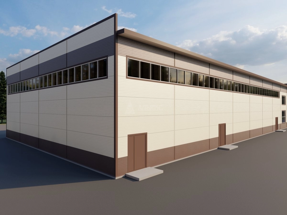3D визуализация Производственно-деловой комплекс из сэндвич-панелей - фото 2